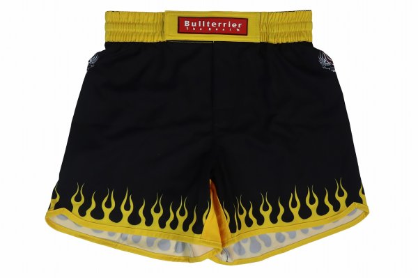 Photo4: BULL TERRIER Fight Shorts SHORT FIRE Black/Yellow (4)