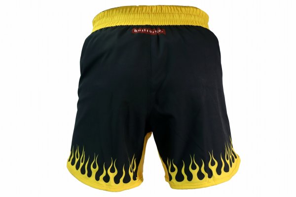 Photo2: BULL TERRIER Fight Shorts SHORT FIRE Black/Yellow (2)