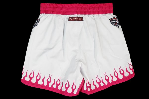 Photo5: BULL TERRIER Fight Shorts SHORT FIRE White/Pink (5)