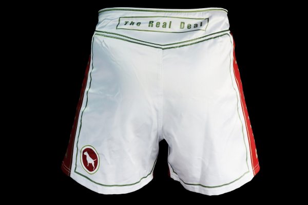 Photo3: BULL TERRIER Fight Shorts Short Fit TRADITIONAL 4.0 White/Red (3)