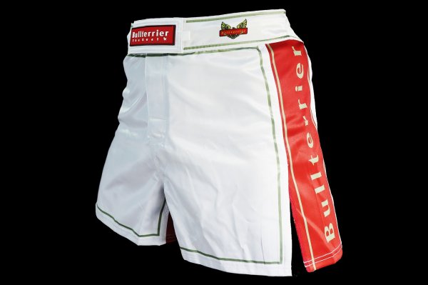 Photo1: BULL TERRIER Fight Shorts Short Fit TRADITIONAL 4.0 White/Red (1)