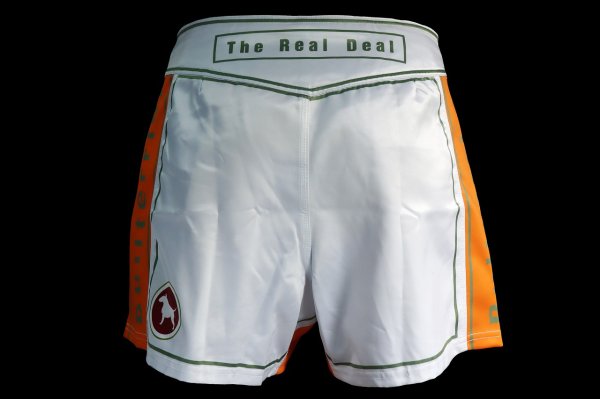 Photo3: BULL TERRIER Fight Shorts Short Fit TRADITIONAL 4.0 White/Orange (3)