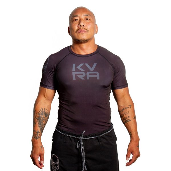 Photo1: KVRA Rashguard SHADOW Short Sleeve Black (1)