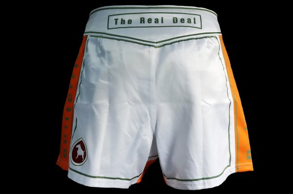 Photo3: BULL TERRIER Fight Shorts Short Fit TRADITIONAL 4.0 White/Orange (3)