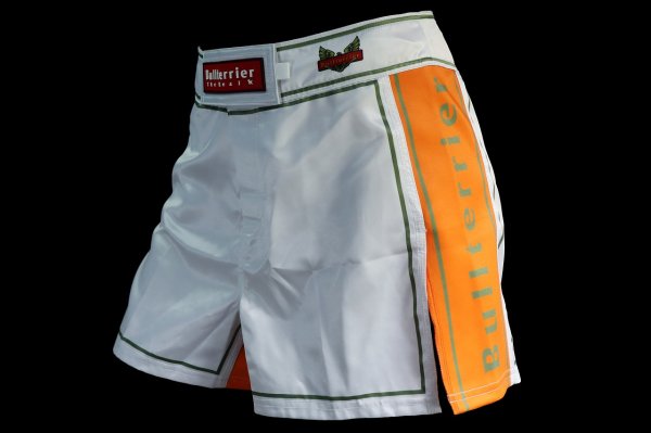 Photo2: BULL TERRIER Fight Shorts Short Fit TRADITIONAL 4.0 White/Orange (2)