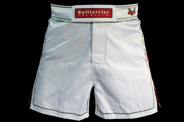 Photo1: BULL TERRIER Fight Shorts Short Fit TRADITIONAL 4.0 White/Red (1)