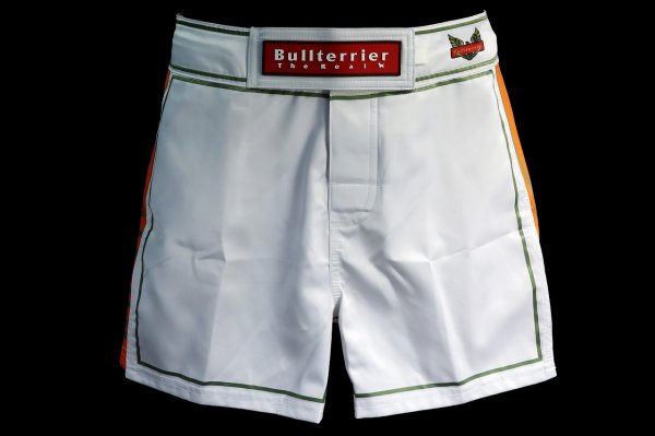 Photo1: BULL TERRIER Fight Shorts Short Fit TRADITIONAL 4.0 White/Orange (1)