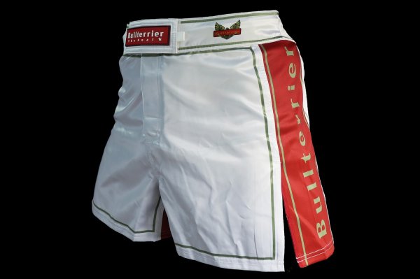 Photo2: BULL TERRIER Fight Shorts Short Fit TRADITIONAL 4.0 White/Red (2)