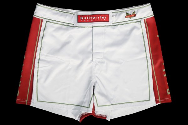Photo4: BULL TERRIER Fight Shorts Short Fit TRADITIONAL 4.0 White/Red (4)