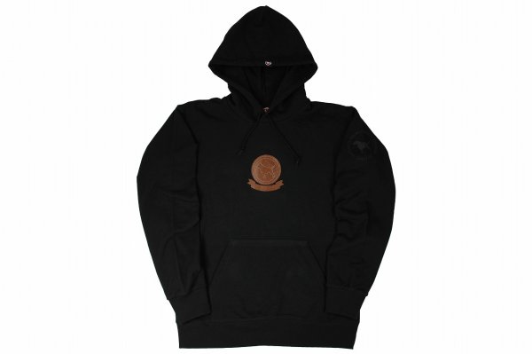 Photo1: BULL TERRIER Hoodie Parka Leather Stitching Black (1)