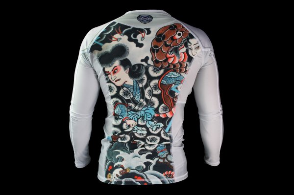 Photo3: BULL TERRIER Rashguard OROCHIMARU Long Sleeve White (3)