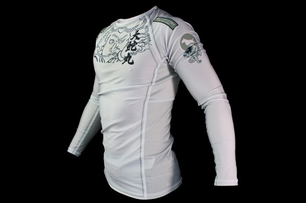 Photo2: BULL TERRIER Rashguard OROCHIMARU Long Sleeve White (2)