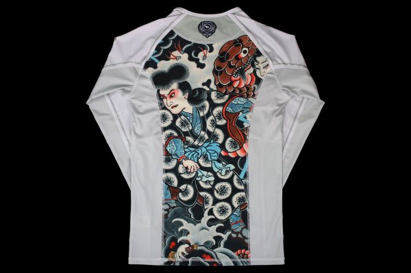 Photo5: BULL TERRIER Rashguard OROCHIMARU Long Sleeve White (5)