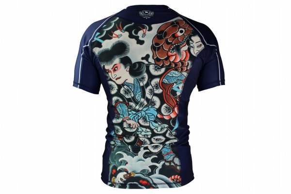 Photo3: BULL TERRIER Rashguard OROCHIMARU Short Sleeve Navy (3)