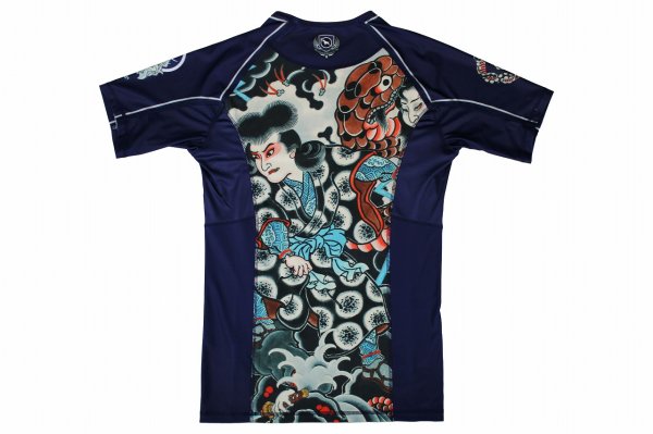 Photo5: BULL TERRIER Rashguard OROCHIMARU Short Sleeve Navy (5)