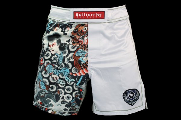 Photo1: BULL TERRIER Fight Shorts OROCHIMARU White (1)