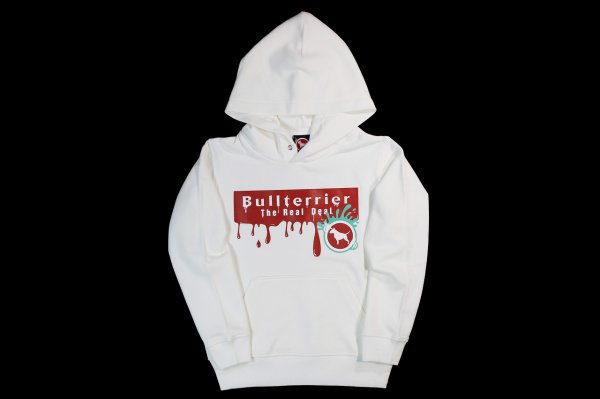 Photo1: BULL TERRIER Kids Hoodie Parka PAINT White (1)