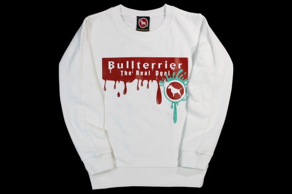 Photo1: BULL TERRIER Kids Sweatshirt PAINT White (1)