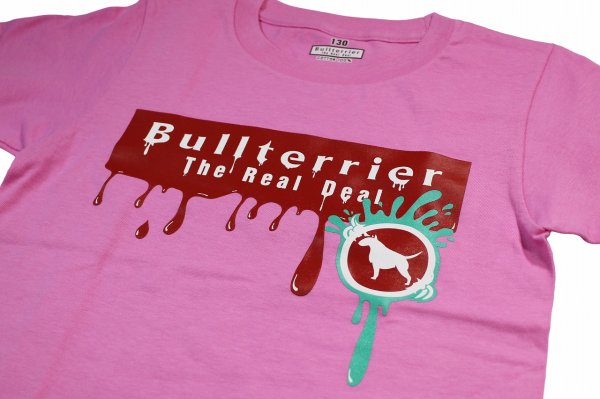 Photo3: BULL TERRIER Kids T-Shirts PAINT Pink (3)