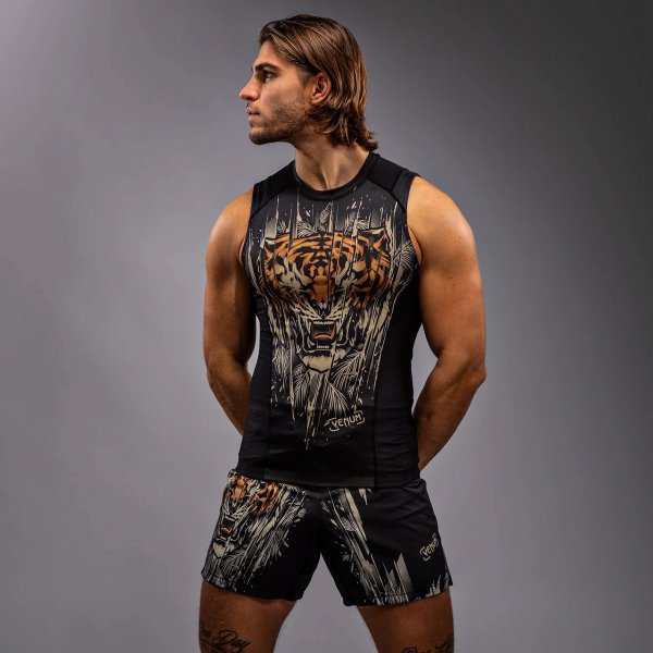 Photo1: VENUM Rashguard TIGER Sleeveless Black/Neon Orange (1)