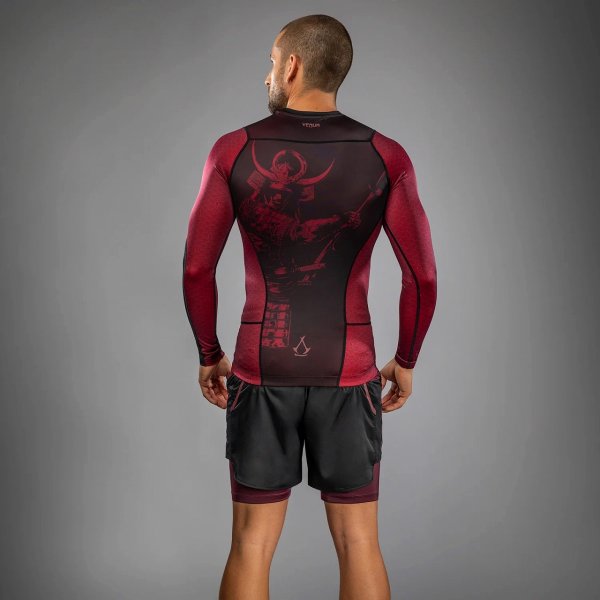 Photo1: VENUM x ASSASSIN`S CREED SHADOWS Rashguard Long Sleeve Burgundy/Black (1)