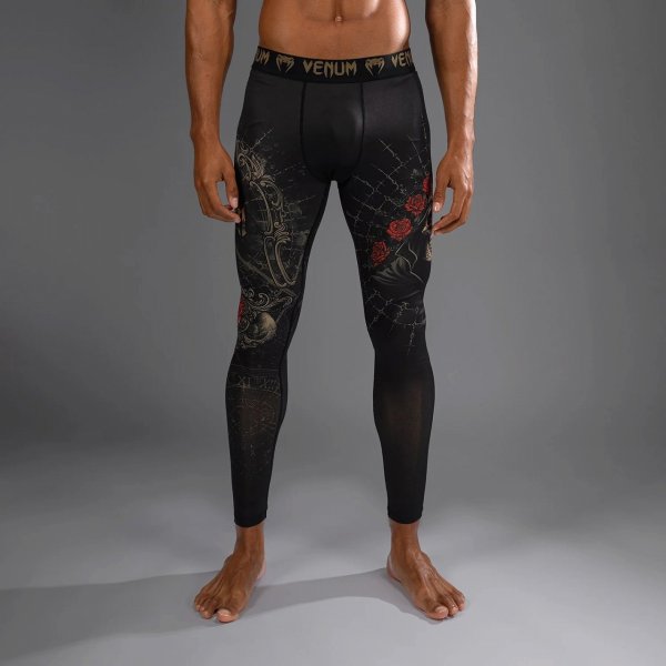 Photo1: VENUM Long Spats SANTA MUERTE 5.0 Deep Black/Gold (1)