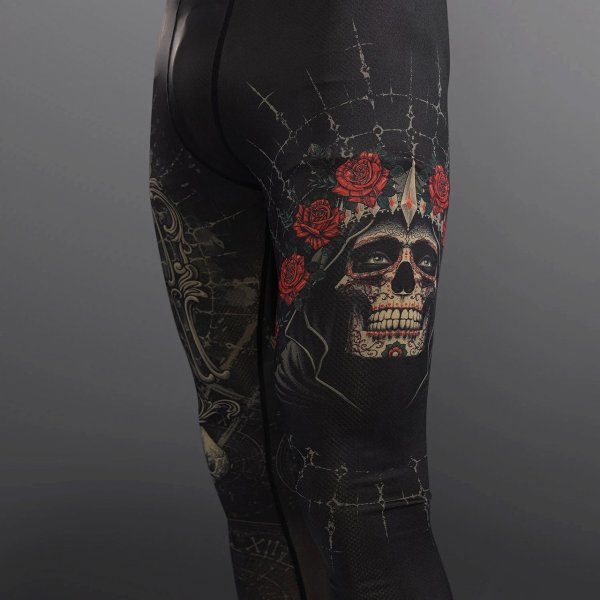 Photo5: VENUM Long Spats SANTA MUERTE 5.0 Deep Black/Gold (5)