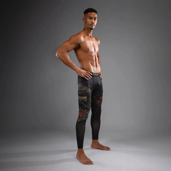 Photo3: VENUM Long Spats SANTA MUERTE 5.0 Deep Black/Gold (3)