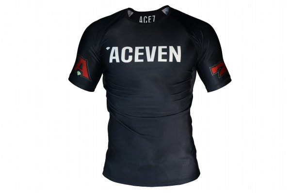 Photo1: ACE7 Rashguard 02 Short Sleeve Black (1)