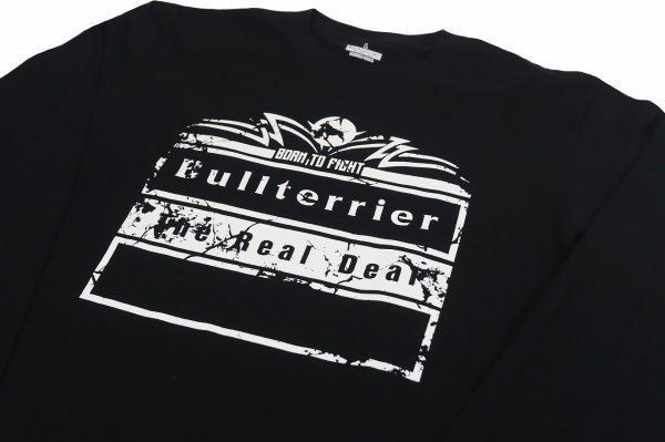 Photo3: BULL TERRIER Long Sleeve T-Shirts BORN TO FIGHT Black (3)