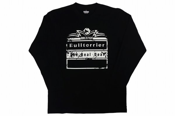 Photo1: BULL TERRIER Long Sleeve T-Shirts BORN TO FIGHT Black (1)
