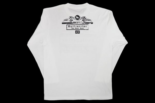 Photo2: BULL TERRIER Long Sleeve T-Shirts BORN TO FIGHT White (2)