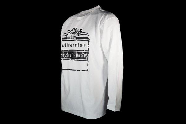 Photo5: BULL TERRIER Long Sleeve T-Shirts BORN TO FIGHT White (5)