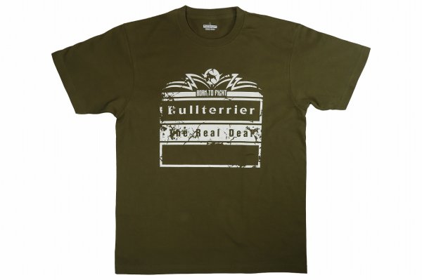 Photo1: BULL TERRIER T-Shirt BORN TO FIGHT Khaki (1)