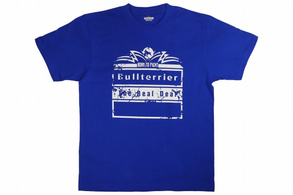 Photo1: BULL TERRIER T-Shirt BORN TO FIGHT Blue (1)