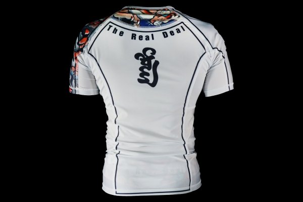 Photo3: BULL TERRIER Rash Guard TORAH Short Sleeve White (3)