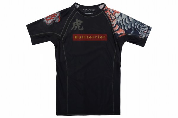 Photo4: BULL TERRIER Rash Guard TORAH Short Sleeve Black (4)