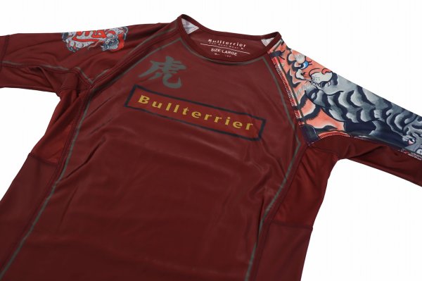 Photo6: BULL TERRIER Rash Guard TORAH Short Sleeve Bordeaux (6)