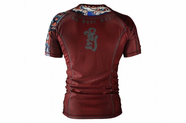 Photo3: BULL TERRIER Rash Guard TORAH Short Sleeve Bordeaux (3)