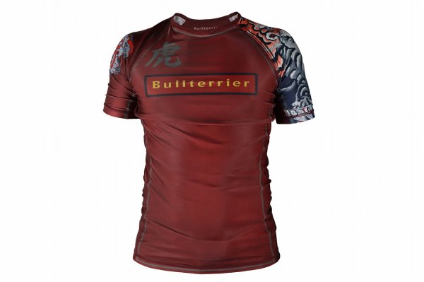 Photo1: BULL TERRIER Rash Guard TORAH Short Sleeve Bordeaux (1)