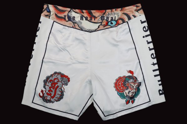 Photo5: BULL TERRIER Fight Shorts TORAH White (5)