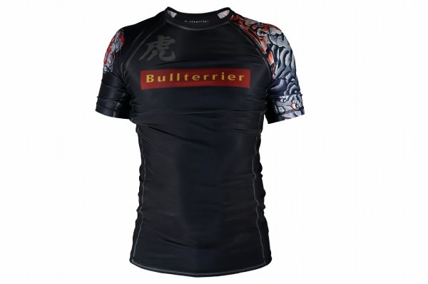 Photo1: BULL TERRIER Rash Guard TORAH Short Sleeve Black (1)