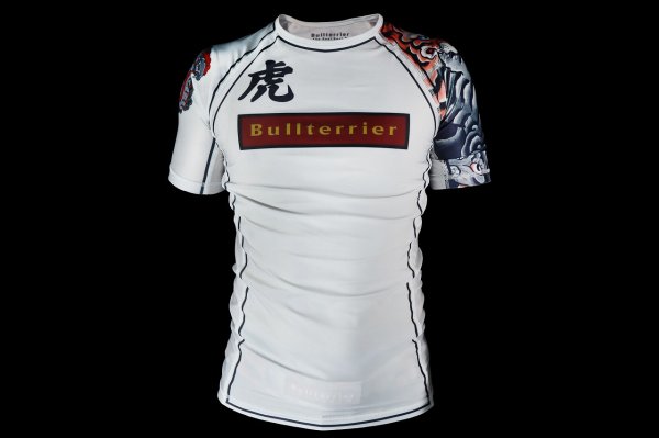 Photo1: BULL TERRIER Rash Guard TORAH Short Sleeve White (1)