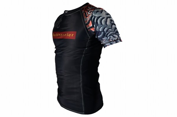 Photo2: BULL TERRIER Rash Guard TORAH Short Sleeve Black (2)