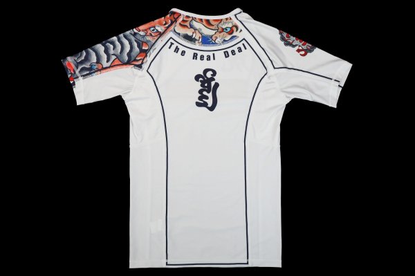 Photo5: BULL TERRIER Rash Guard TORAH Short Sleeve White (5)