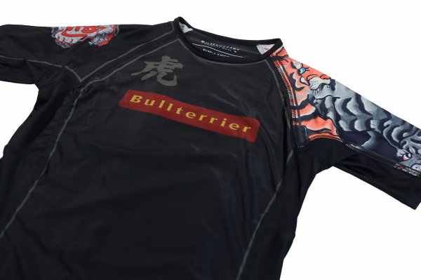 Photo6: BULL TERRIER Rash Guard TORAH Short Sleeve Black (6)