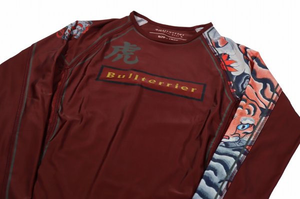 Photo6: BULL TERRIER Rash Guard TORAH Long Sleeve Bordeaux (6)