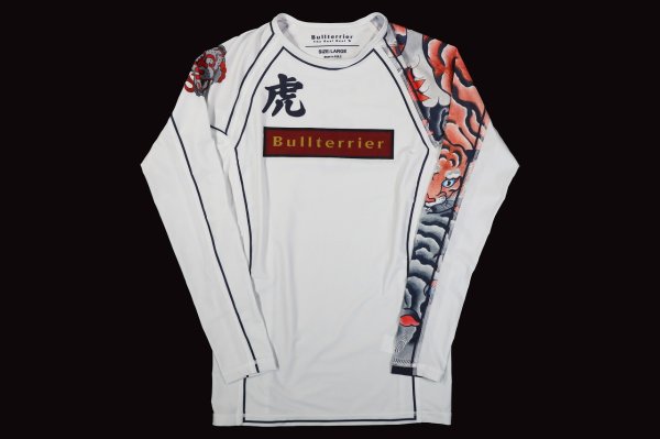 Photo4: BULL TERRIER Rash Guard TORAH Long Sleeve White (4)