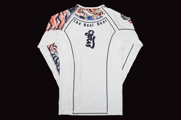 Photo5: BULL TERRIER Rash Guard TORAH Long Sleeve White (5)