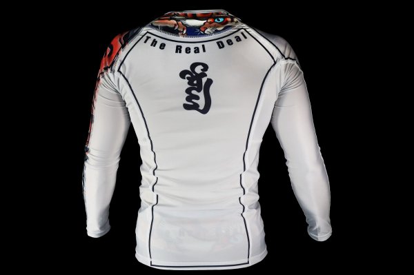 Photo3: BULL TERRIER Rash Guard TORAH Long Sleeve White (3)